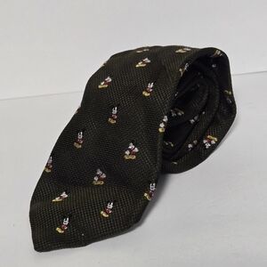 Disney Mickey Mouse Elegant Green 💯 Silk Patterned Mens Tie